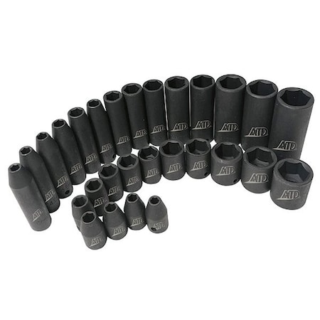 Atd Tools ATD 28-Piece 1/4-inch Drive 6 Point Metric Standard and Deep Impact Socket Set 2228